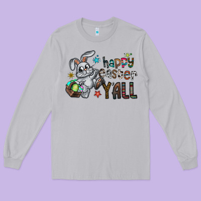 Happy Easter Y'all Long Sleeve Tee Designed By Cowhidedigitalart