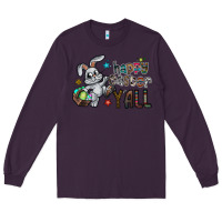Plum Happy Easter Y'all Long Sleeve Tee - CowhideDigitalArt