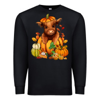 Black Fall Autumn heifer pumpkin Premium Sweatshirt - RanaPortraitStore