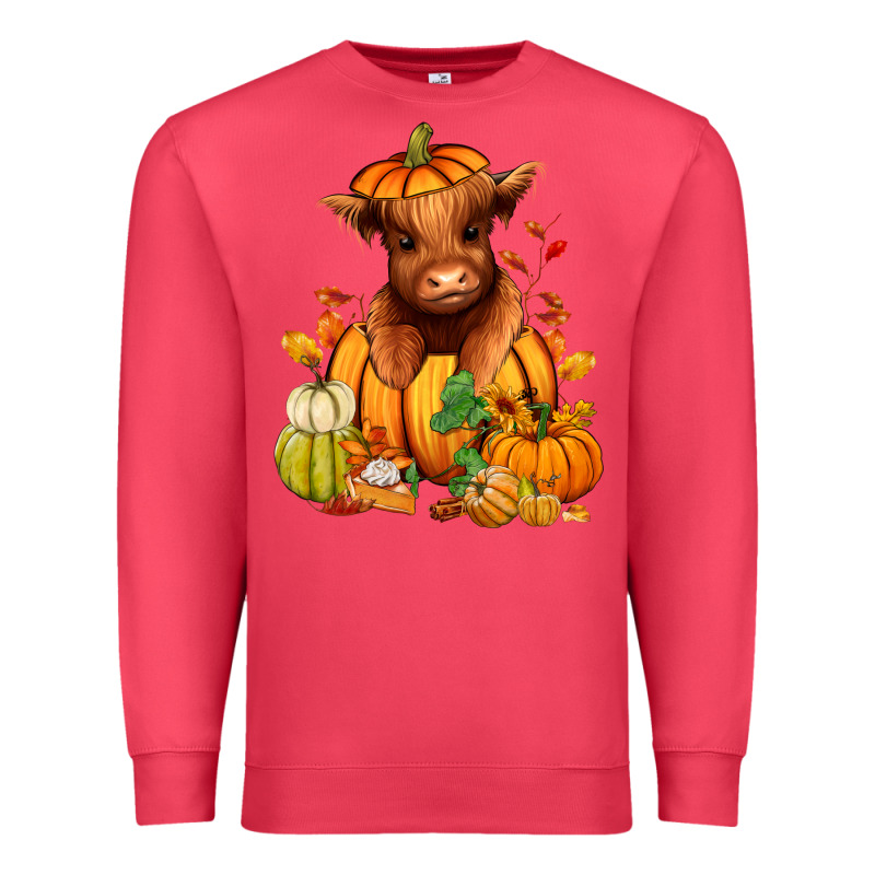 Fall Autumn Heifer Pumpkin Premium Sweatshirt by RanaPortraitStore | Teevron