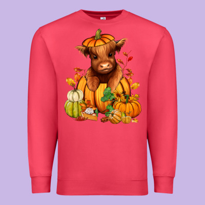 Fall Autumn Heifer Pumpkin Premium Sweatshirt Designed By Ranaportraitstore