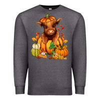 Charcoal Heather Fall Autumn heifer pumpkin Premium Sweatshirt - RanaPortraitStore