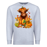 Heather Grey Fall Autumn heifer pumpkin Premium Sweatshirt - RanaPortraitStore