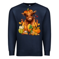 Navy Fall Autumn heifer pumpkin Premium Sweatshirt - RanaPortraitStore