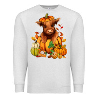 Oatmeal Heather Fall Autumn heifer pumpkin Premium Sweatshirt - RanaPortraitStore