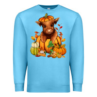 Ocean Blue Fall Autumn heifer pumpkin Premium Sweatshirt - RanaPortraitStore