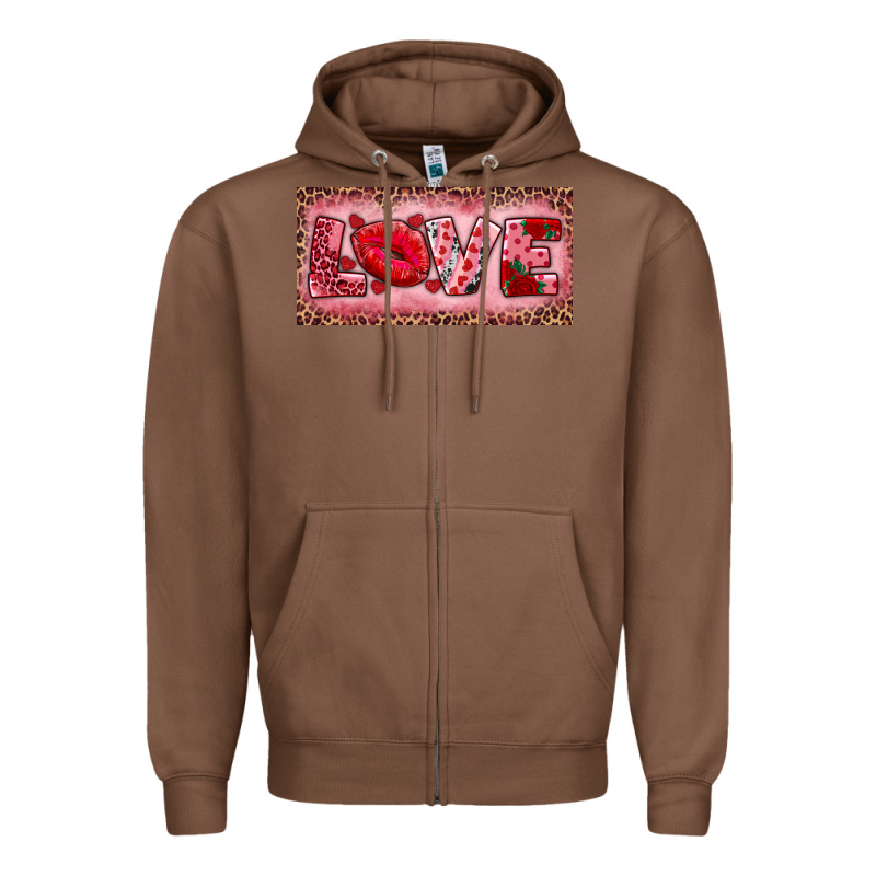 Pink Love Kiss Valentine's Day Zipper Hoodie by RanaPortraitStore | Teevron