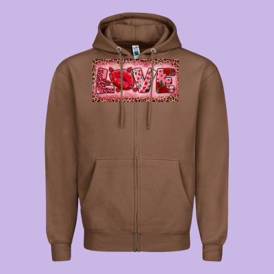 Pink Love Kiss Valentine's Day Zipper Hoodie Designed By Ranaportraitstore