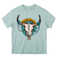 Arona sunflower gemstone bull skull Heavy Core Tee - OliviaCreatesArt