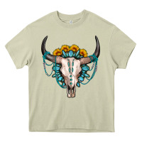 Mossy sunflower gemstone bull skull Heavy Core Tee - OliviaCreatesArt
