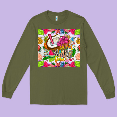 Summer Time Long Sleeve Tee Designed By Cowhidedigitalart