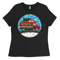 Black santa claus with retro van  christmas ornament Ladies Tee - BundleAndBundleShop