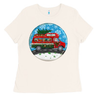 Bone santa claus with retro van  christmas ornament Ladies Tee - BundleAndBundleShop