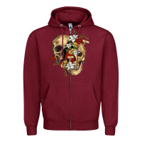 Burgundy nature skull Zipper Hoodie - RanaPortraitStore