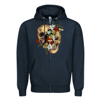 Navy nature skull Zipper Hoodie - RanaPortraitStore