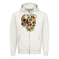 Oatmeal Heather nature skull Zipper Hoodie - RanaPortraitStore