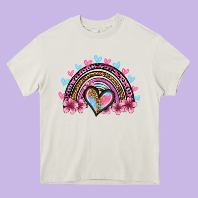 Valentine's Day Rainbow Heart Olivia Heavy Core Tee Designed By Oliviacreatesart