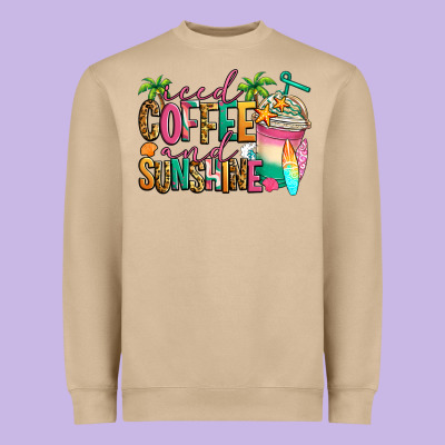 Iced Coffee And Sunshine Summer Heavyweight Sweatshirt Designed By Jasminsmagicworld