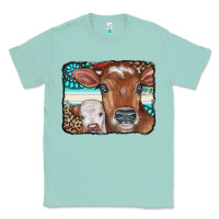 Seafoam Cows Serape Leopard Gemstone Classic Tee - CowCowDesign
