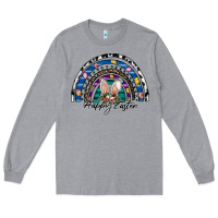 Heather Grey happy easter rainbow Long Sleeve Tee - CowhideDigitalArt