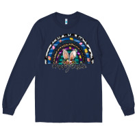 Navy happy easter rainbow Long Sleeve Tee - CowhideDigitalArt
