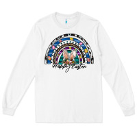 White happy easter rainbow Long Sleeve Tee - CowhideDigitalArt