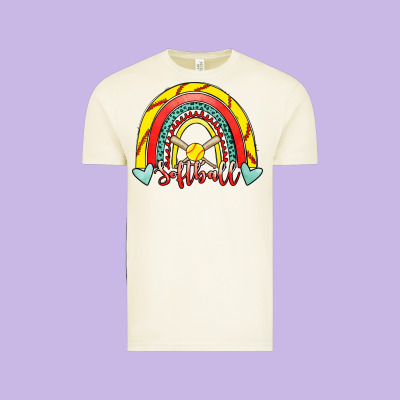Softball Rainbow Vintage Tee Designed By Ranaportraitstore