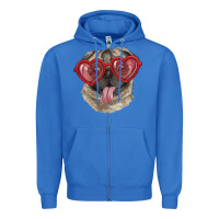 True Royal Pug with love glasses Zipper Hoodie - RanaPortraitStore