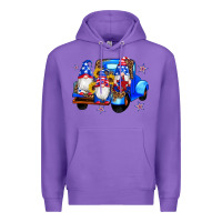 Purple american flag gnomes truck sunflowers star leopard Premium Hoodie - Artiststas