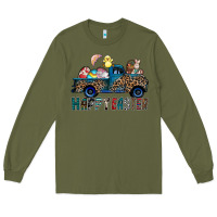 Army Green Happy Easter truck Long Sleeve Tee - CowhideDigitalArt