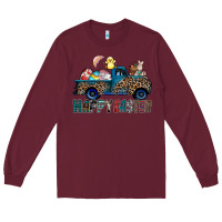 Burgundy Happy Easter truck Long Sleeve Tee - CowhideDigitalArt