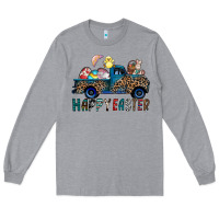 Heather Grey Happy Easter truck Long Sleeve Tee - CowhideDigitalArt