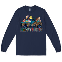 Navy Happy Easter truck Long Sleeve Tee - CowhideDigitalArt