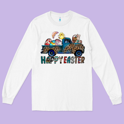 Happy Easter Truck Long Sleeve Tee Designed By Cowhidedigitalart