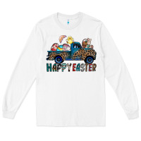White Happy Easter truck Long Sleeve Tee - CowhideDigitalArt
