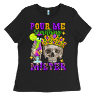 Black skull pour me something mister Ladies Tee - FaDigitalArtStudio