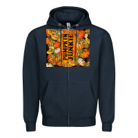 Navy Pumpkin Junkie Zipper Hoodie - RanaPortraitStore