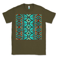 Army Green Aztec Turquoise Pattern Classic Tee - CowCowDesign
