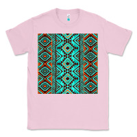 Bubblegum Pink Aztec Turquoise Pattern Classic Tee - CowCowDesign