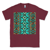 Burgundy Aztec Turquoise Pattern Classic Tee - CowCowDesign