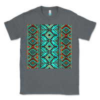 Charcoal Heather Aztec Turquoise Pattern Classic Tee - CowCowDesign