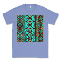 Colony Blue Aztec Turquoise Pattern Classic Tee - CowCowDesign
