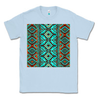 Dusty Blue Aztec Turquoise Pattern Classic Tee - CowCowDesign