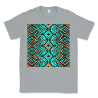 Heather Grey Aztec Turquoise Pattern Classic Tee - CowCowDesign