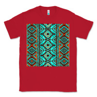 Red Aztec Turquoise Pattern Classic Tee - CowCowDesign