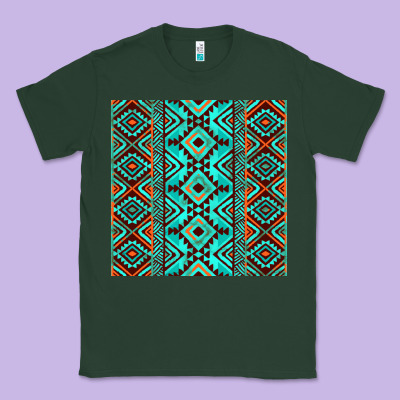 Aztec Turquoise Pattern Classic Tee Designed By Cowcowdesign