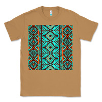 Toasted Coconut Aztec Turquoise Pattern Classic Tee - CowCowDesign
