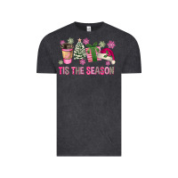 Vintage Black Pink Christmas Tis The Season Vintage Tee - FaDigitalArtStudio