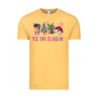 Vintage Mustard Pink Christmas Tis The Season Vintage Tee - FaDigitalArtStudio
