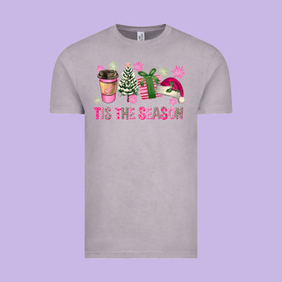 Pink Christmas Tis The Season Vintage Tee Designed By Fadigitalartstudio